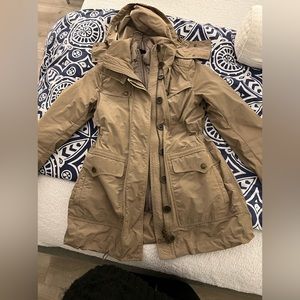 Burberry Khaki Tan Hooded Parka Jacket